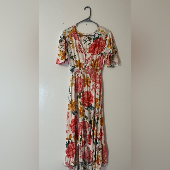 Anthropologie Abel The Label Floral Print Midi High Low Dress Size M - Picture 1 of 10
